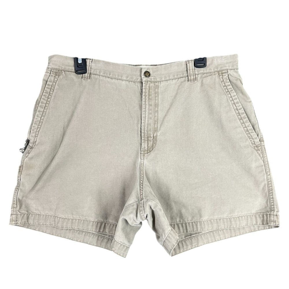 Columbia Womens Shorts 16 Olive Green Canvas Chino Hiking Fishing Zipper Pocket